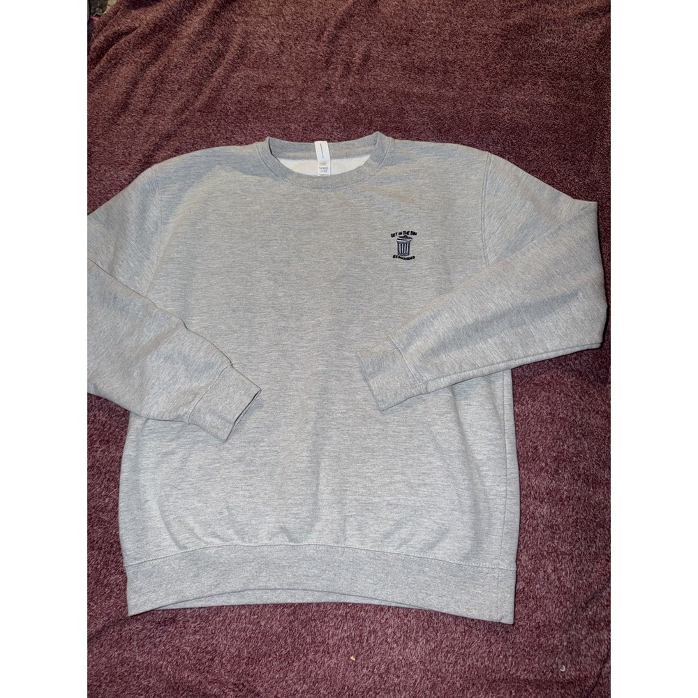 Just Hoods JH030 Men's Gray Fleece Crew Neck Pullover Sweatshirt Size L